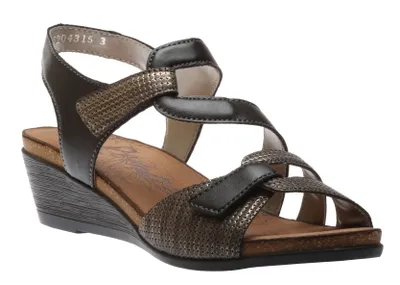 Middlesbrough Black Bronze Wedge Sandal