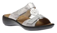 Ibiza 82 Off White Silver Snakeskin Print Slide Sandal