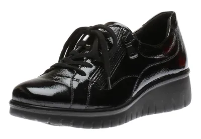 Varese 22 Black Patent Lace-Up Wedge Sneaker