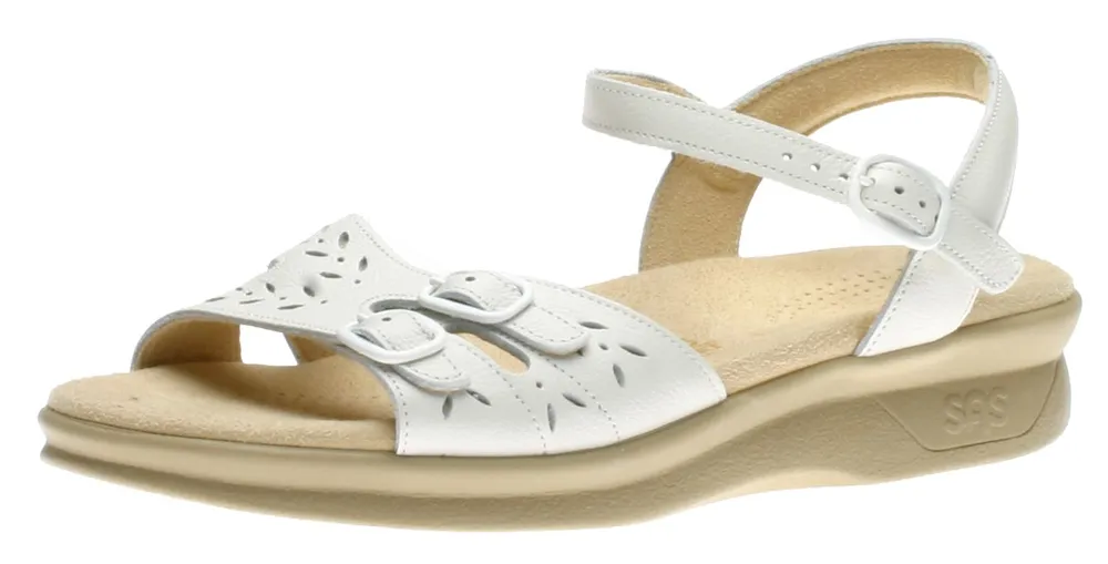 Duo White Leather Strap Sandal