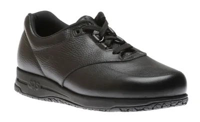 Guardian Black Leather Non-Slip Lace-Up Walking Shoe