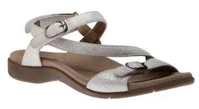 Beauty White Metallic Leather Slingback Sandal