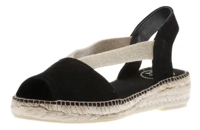 Ella Black Suede Slip-On Espadrille Flat Sandal