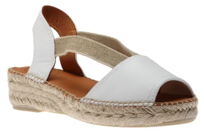 Etna White Leather Slip-On Espadrille Flat Sandal