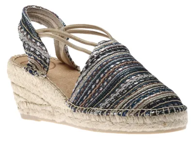 Tania Taupe Navy Espadrille Wedge Sandal