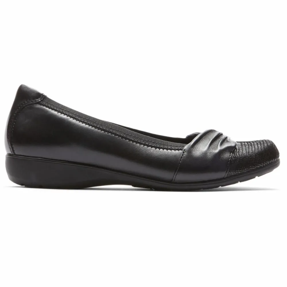 Andrea Black Leather Slip-On Flat