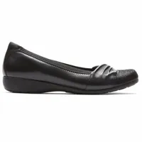 Andrea Black Leather Slip-On Flat