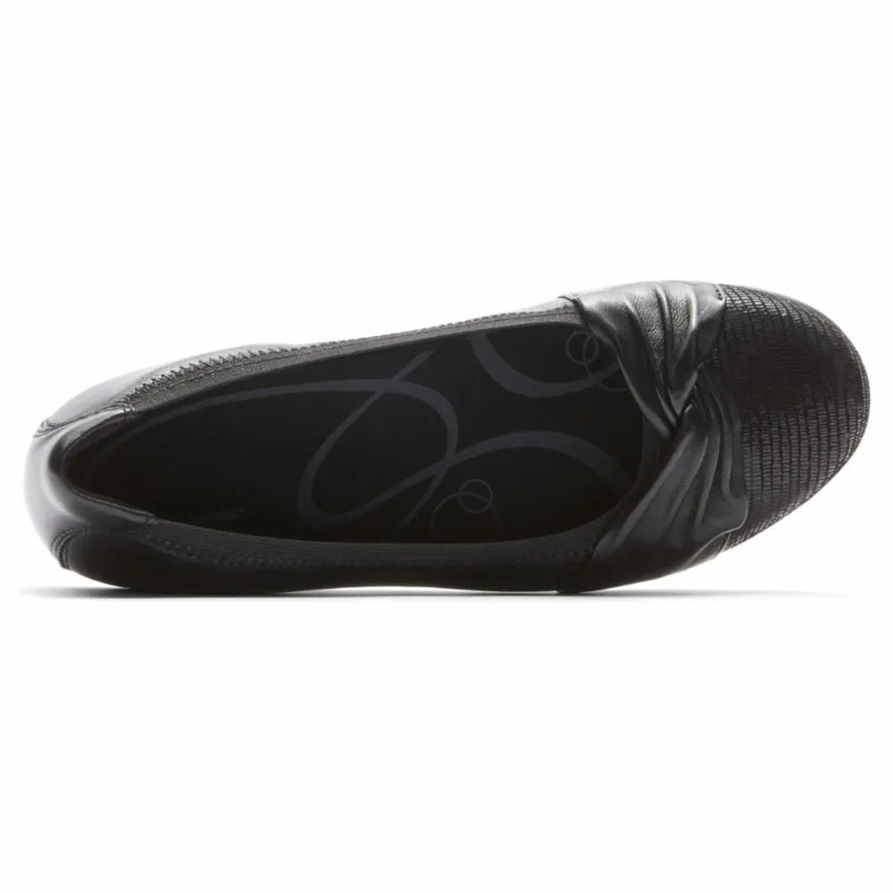 Andrea Black Leather Slip-On Flat