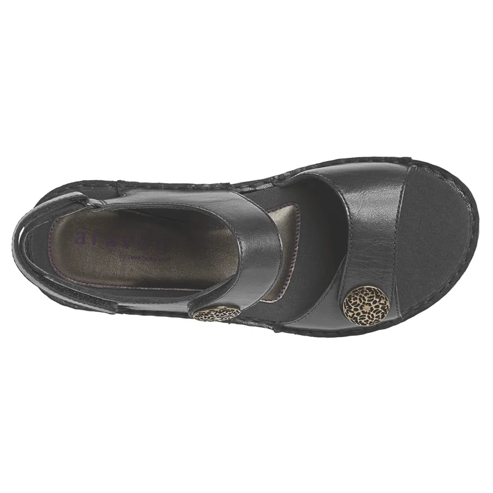 Candace Black Leather Sandal