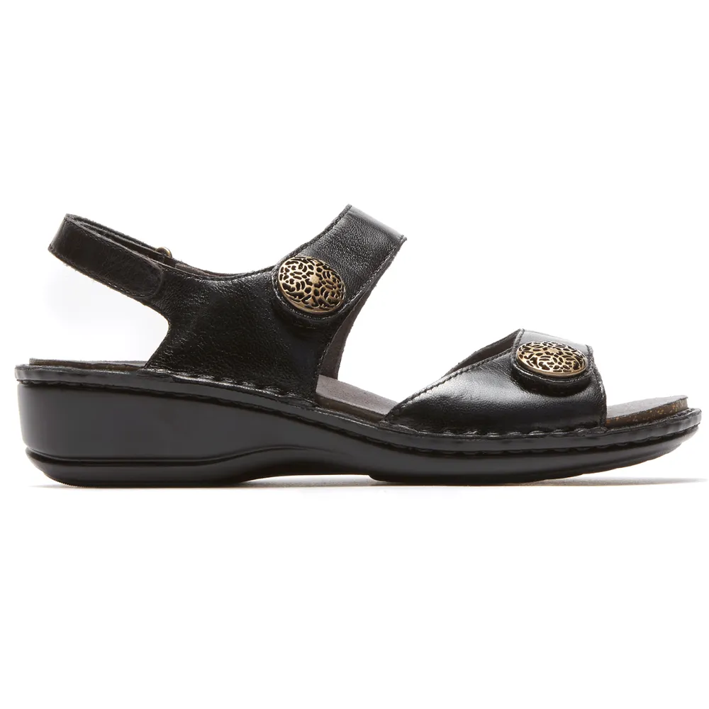 Candace Black Leather Sandal