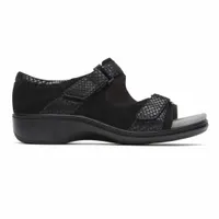 Duxbury Two Strap Black Snakeskin Leather Sandal