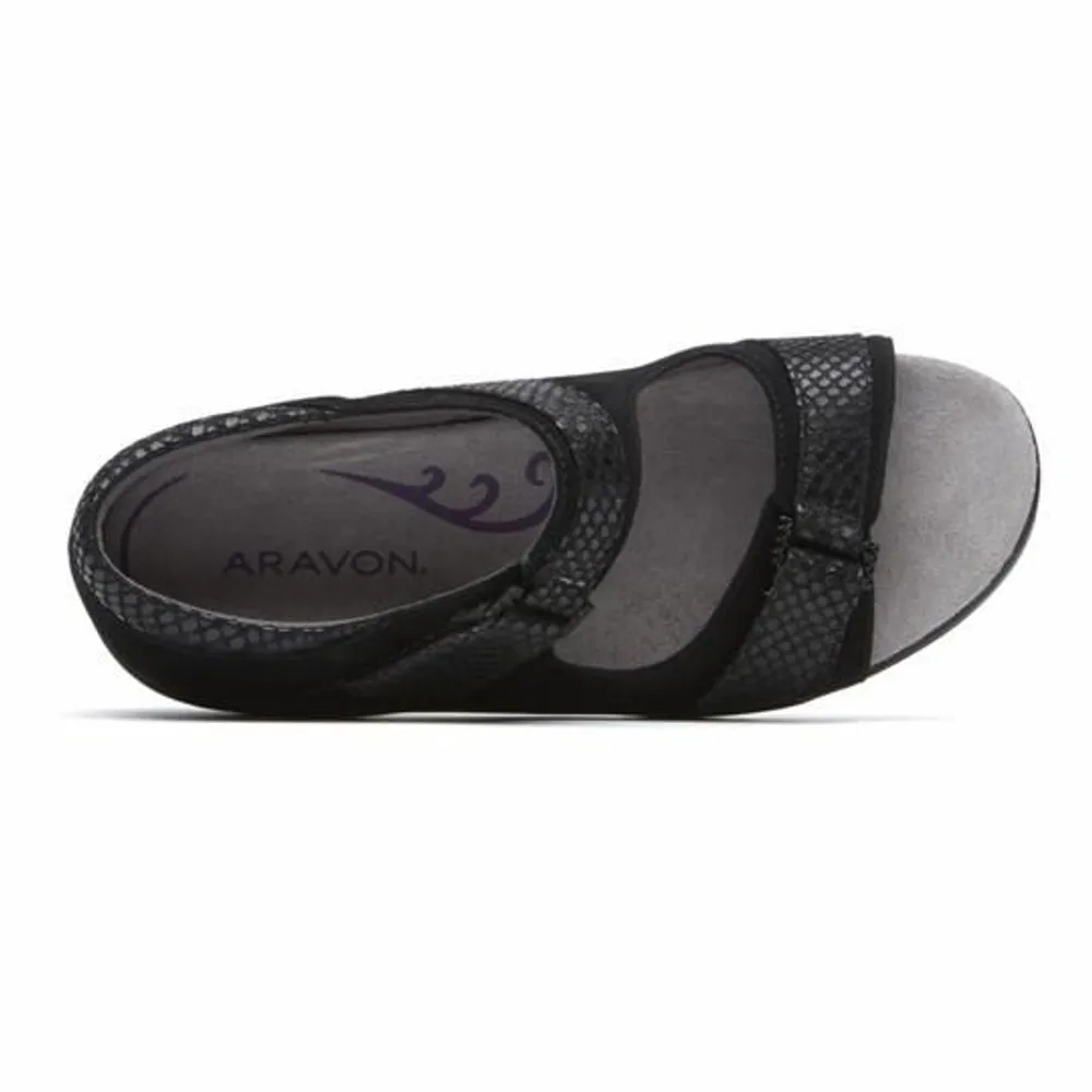 Duxbury Two Strap Black Snakeskin Leather Sandal