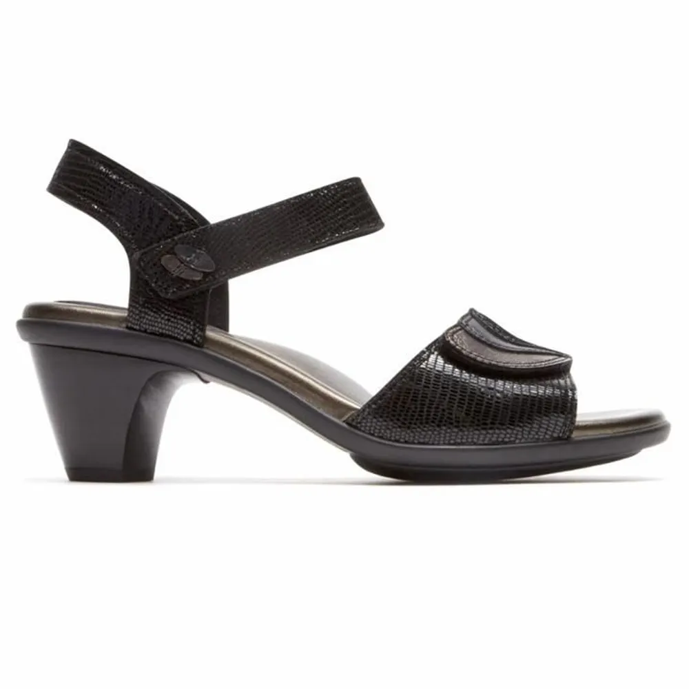 Medici Black Leather Heeled Sandal