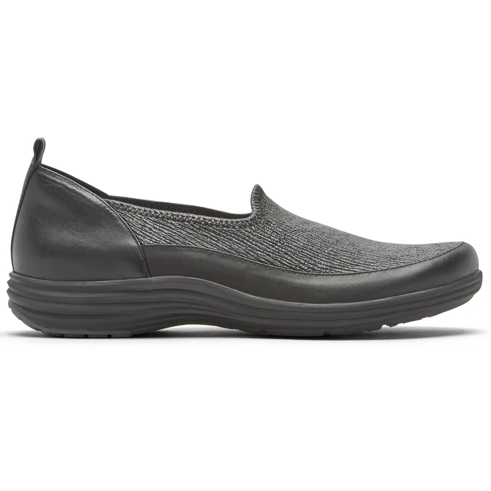 Quinn Black Leather Slip-On Sneaker