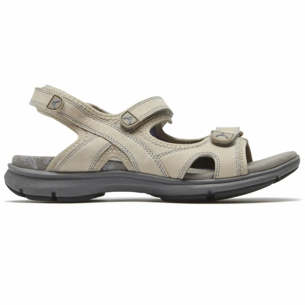 Rev Three Strap Taupe Leather Sandal