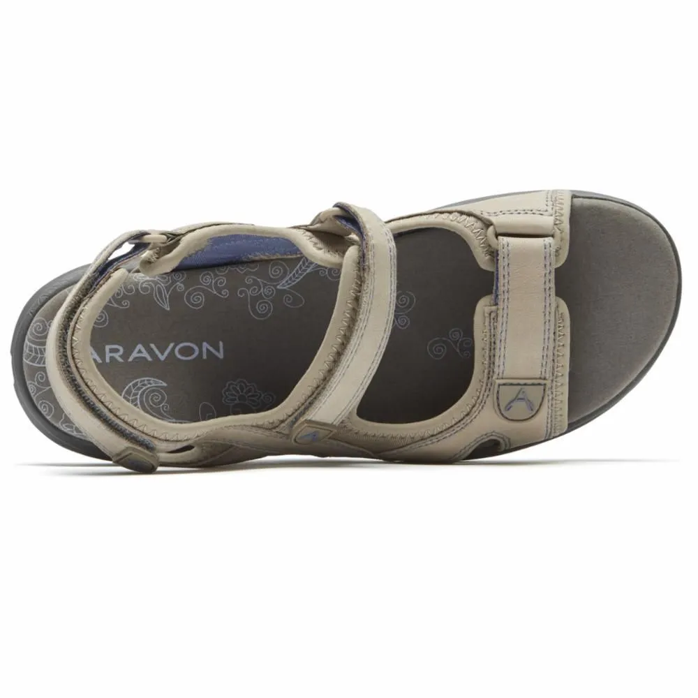 Rev Three Strap Taupe Leather Sandal