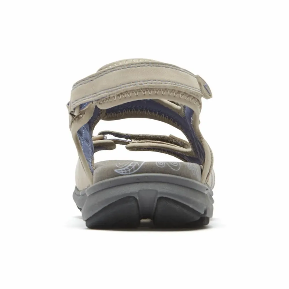 Rev Three Strap Taupe Leather Sandal