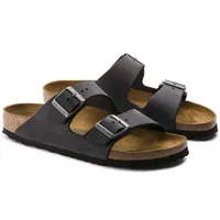 Arizona Black Oiled Leather Slide Sandal