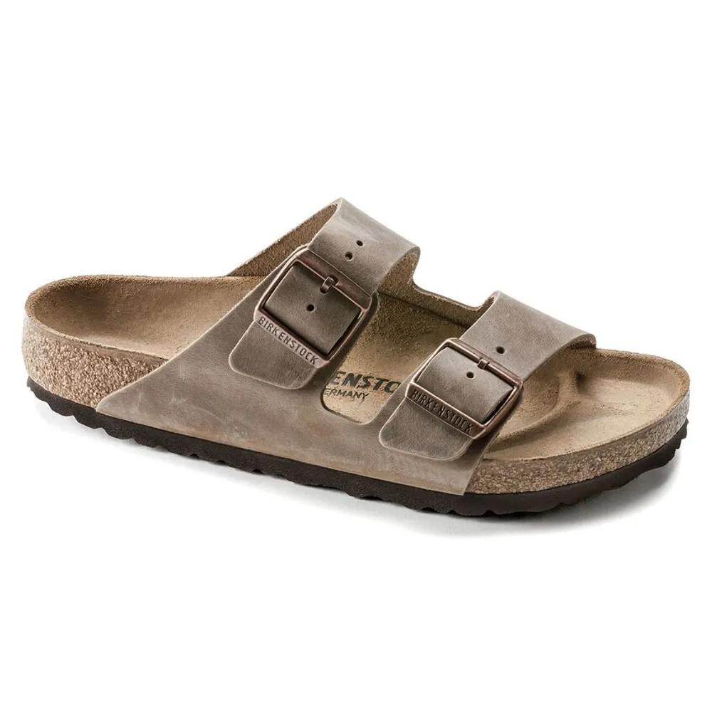 Arizona Tobacco Brown Oiled Leather Slide Sandal