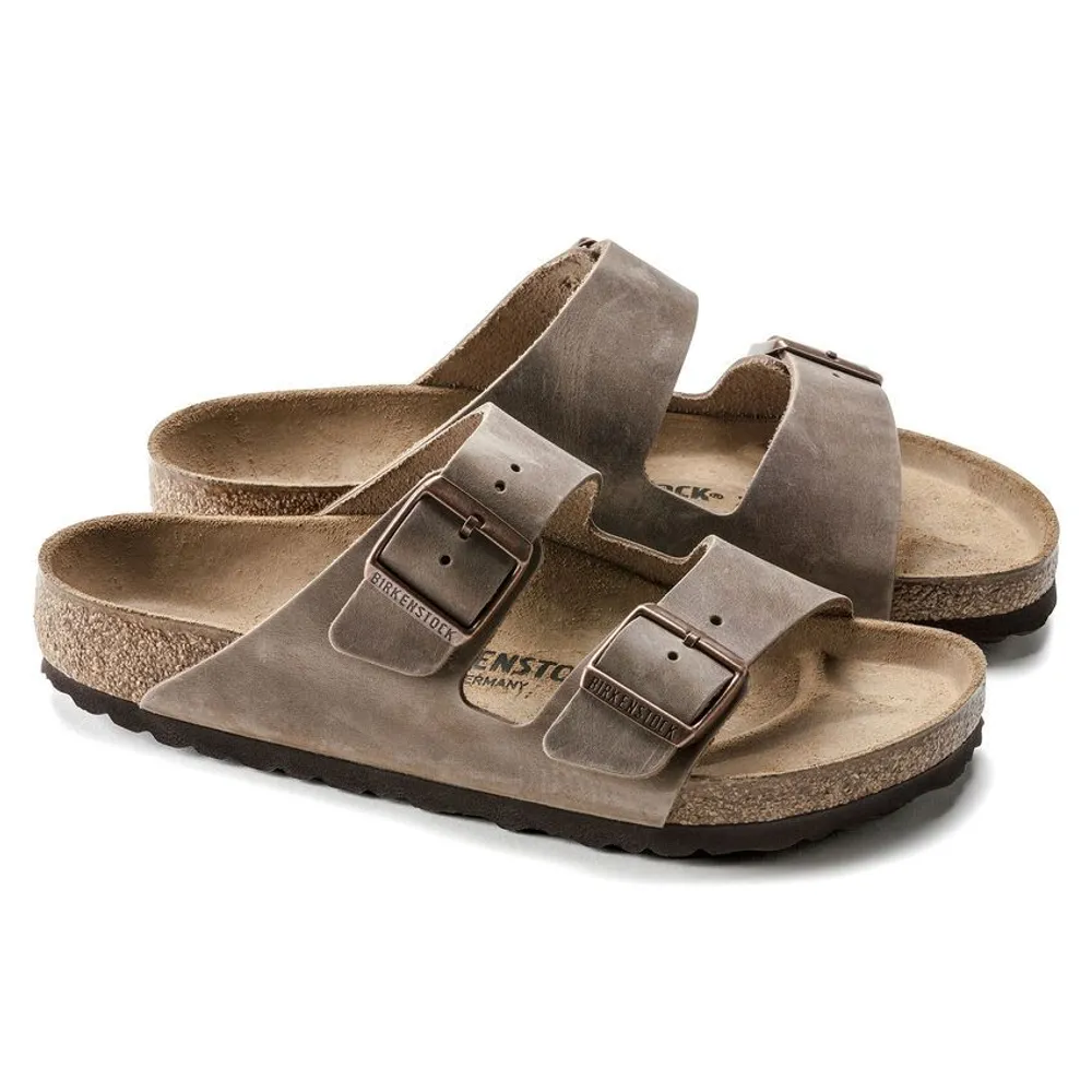 Arizona Tobacco Brown Oiled Leather Slide Sandal