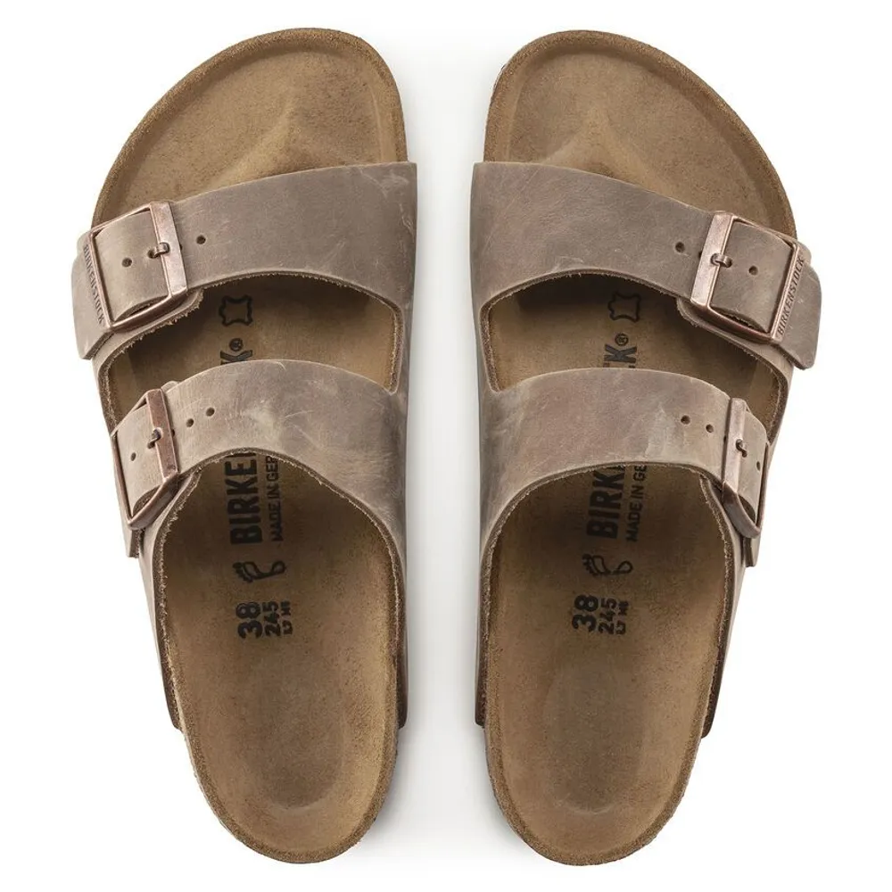 Arizona Tobacco Brown Oiled Leather Slide Sandal