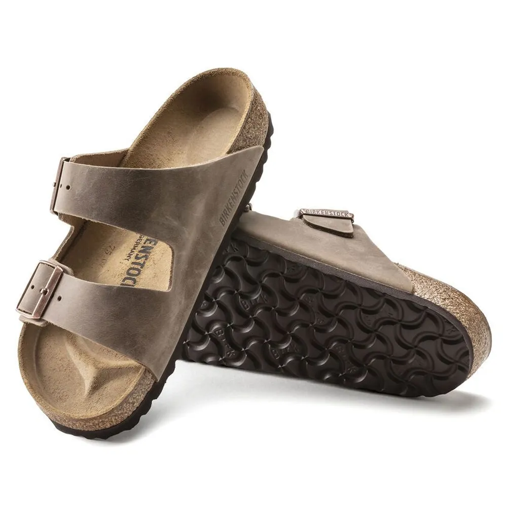 Arizona Tobacco Brown Oiled Leather Slide Sandal