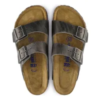 Arizona Soft Footbed Iron Grey Oiled Leather Slide Sandal