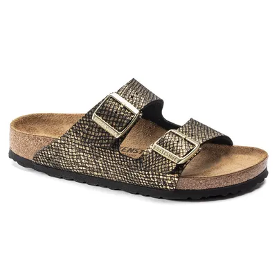 Arizona Shiny Python Black Gold Slide Sandal