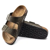 Arizona Shiny Python Black Gold Slide Sandal