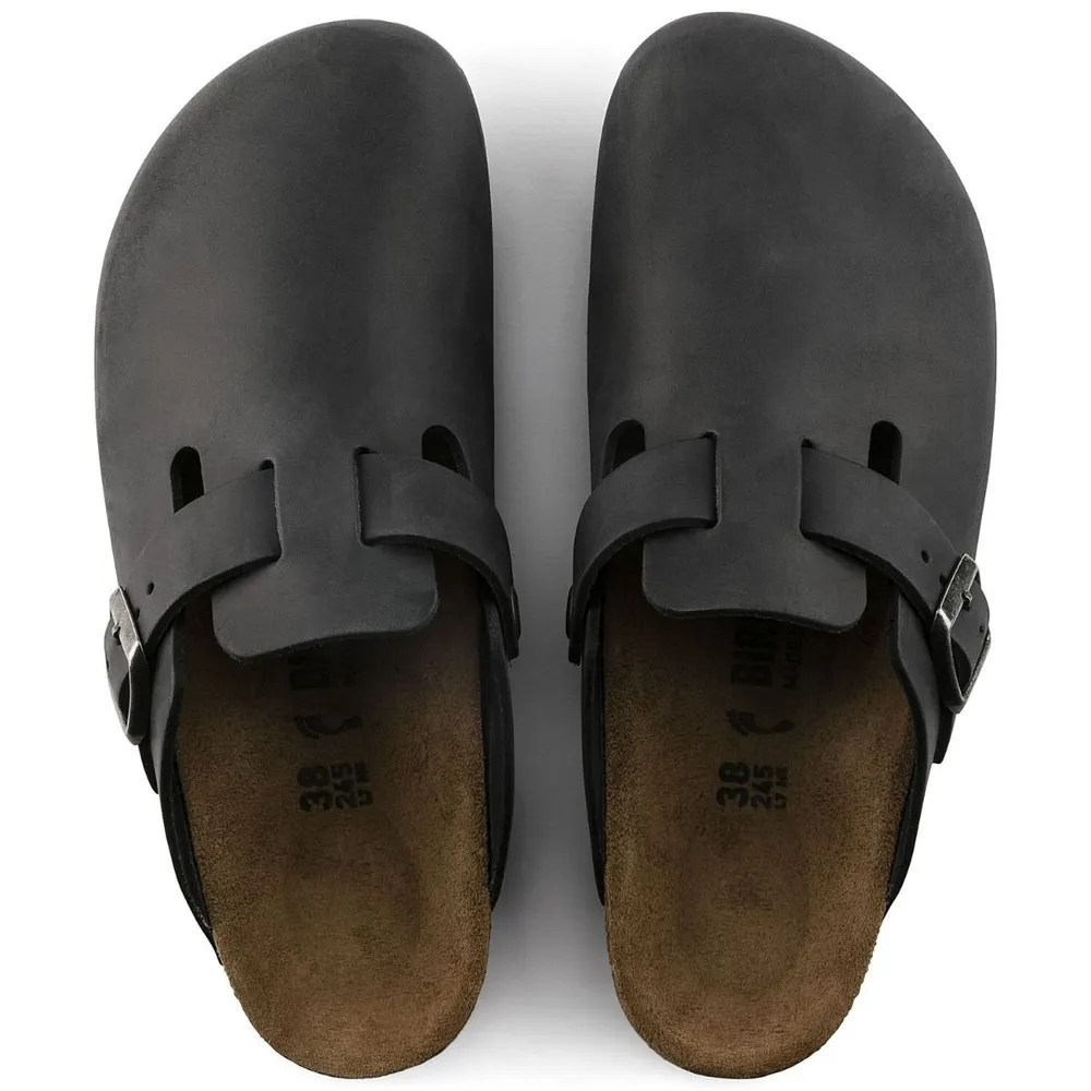 Boston Black Oiled Leather Clog