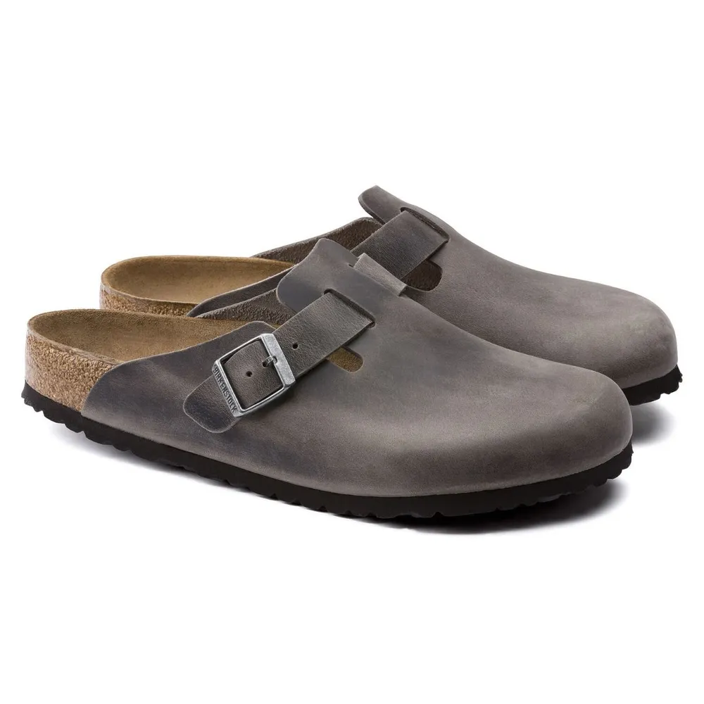 Boston Iron Grey Oiled Leather Clog