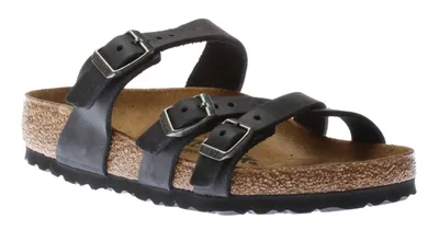 Franca Black Oiled Leather Slide Sandal