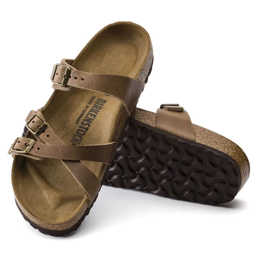 Franca Oiled Leather Tobacco Brown Slide Sandal