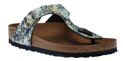 Gizeh Vegan Birko-Flor Summer Floral Blue Thong Sandal