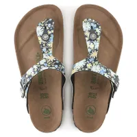 Gizeh Vegan Birko-Flor Summer Floral Blue Thong Sandal