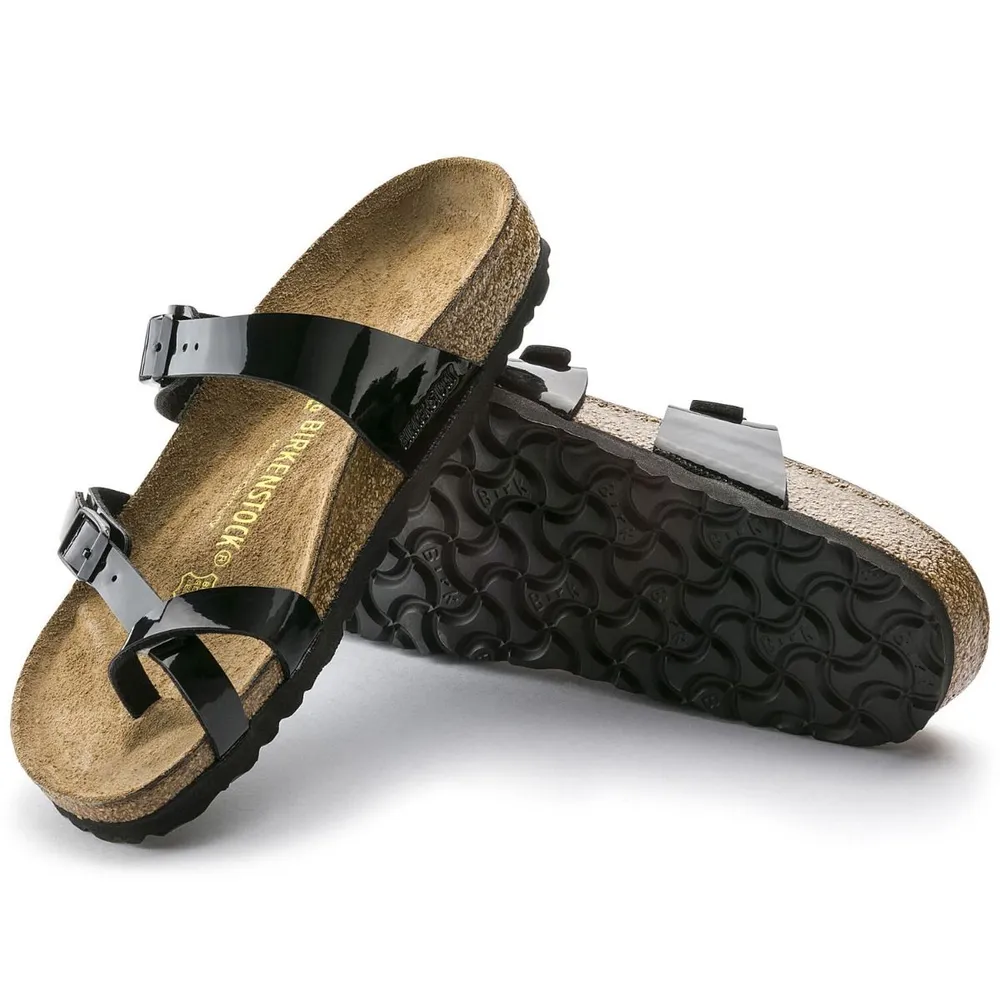 Mayari Birko-Flor Black Patent Sandal