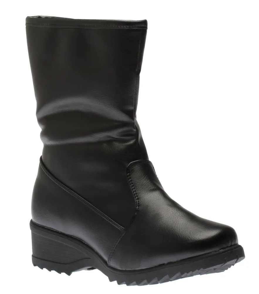 Side Zipper Grip Black Vegan Winter Boot