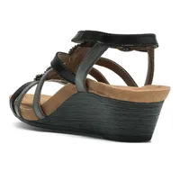 Hannah Black T-Strap Wedge Sandal