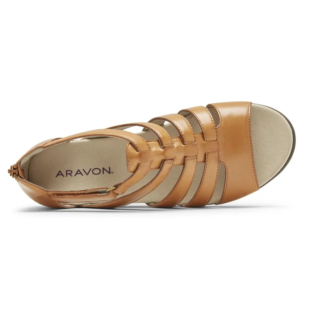 Abbey Tan Brown Leather Gladiator Sandal