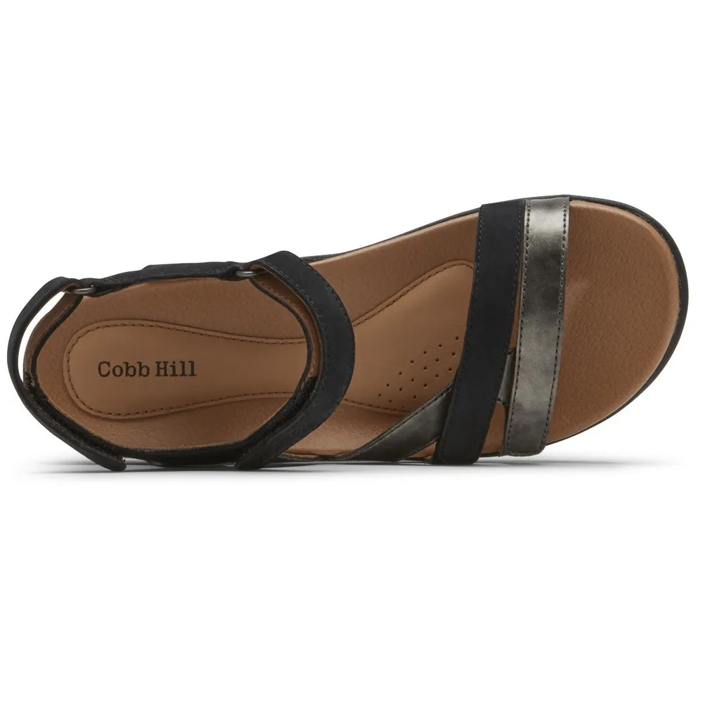 Rubey Black Three Strap Sandal