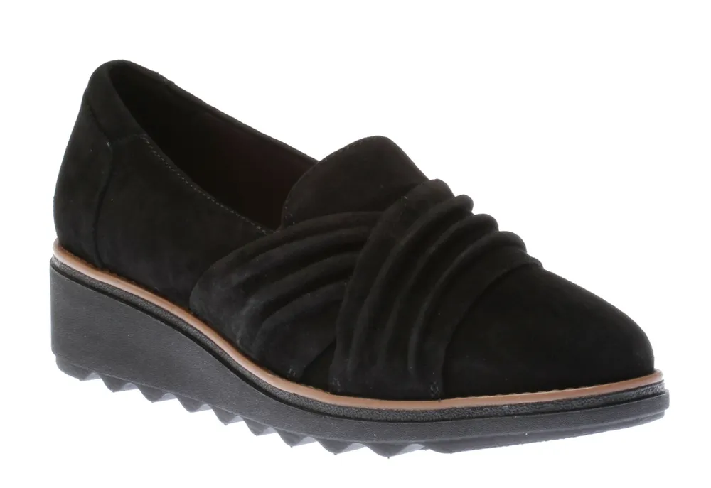 Sharon Villa Black Suede Wedge Loafer