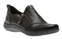 Amalie Black Leather Zipper Slip-On