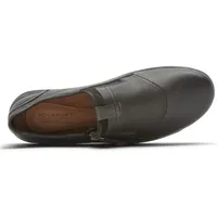 Amalie Black Leather Zipper Slip-On