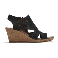 Janna Black Nubuck Wedge Sandal