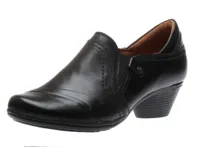 Laurel Slip-On Black Leather Low Heel