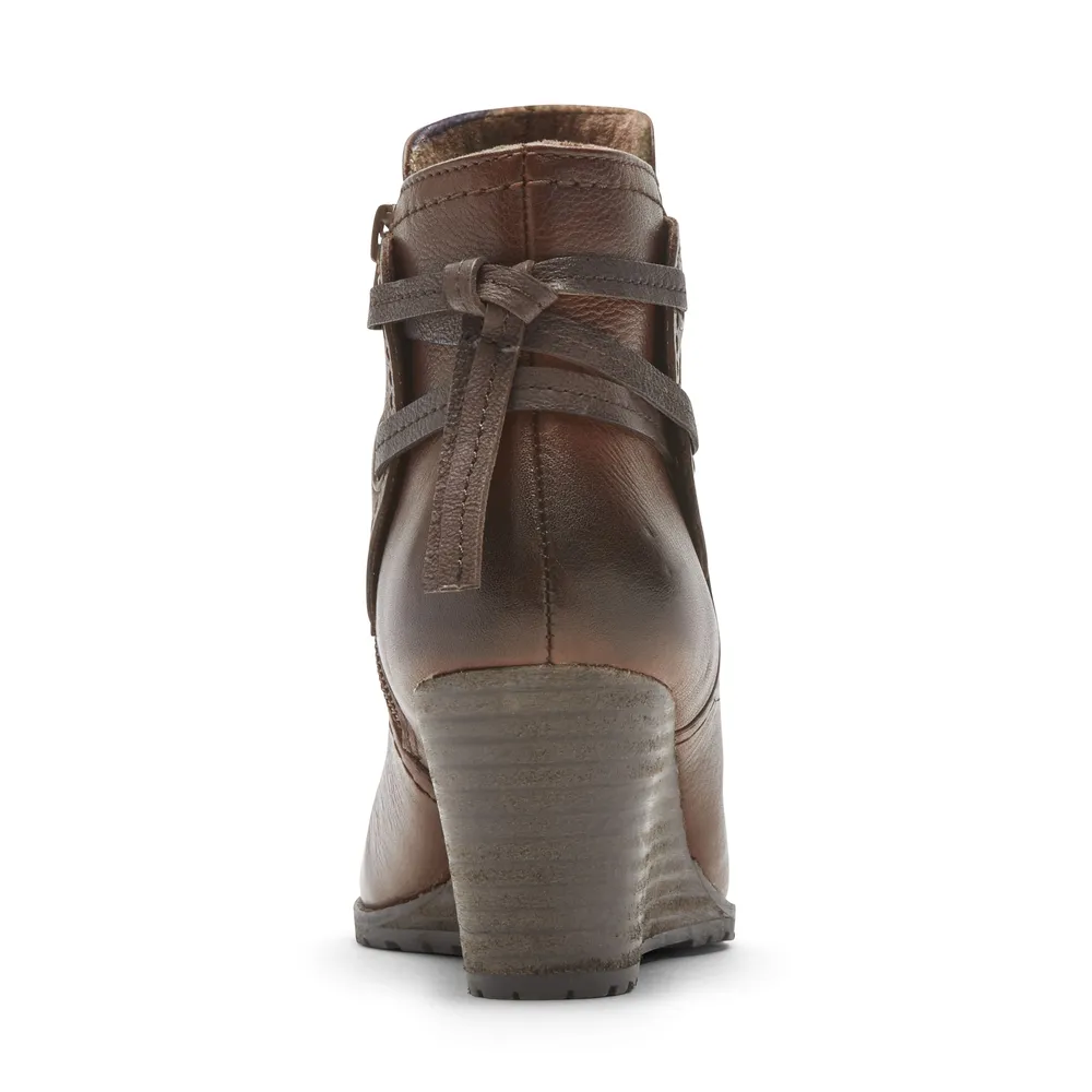 Lucinda Tan Back Tie Ankle Wedge Boot