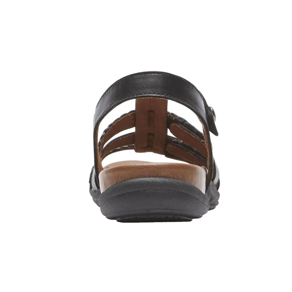Rubey Black Leather T-Strap Sandal