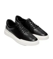 GrandPrø Rally Laser Cut Black Leather Lace-Up Sneaker
