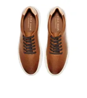GrandPrø Rally Laser Cut Tan Brown Leather Lace-Up Sneaker