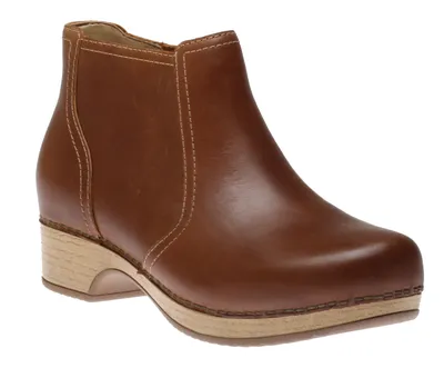 Barbara Tan Brown Oiled Leather Ankle Boot